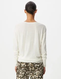 Pull encolure V blanc 100% laine Femme
