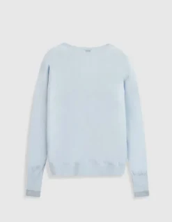 Pull encolure V bleu ciel 100% laine Femme