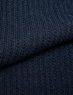Pull manches courtes marine tricot ajouré Homme