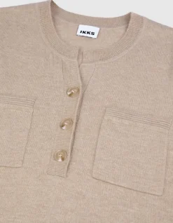 Pull manches longues beige 100% laine Femme