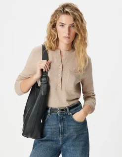 Pull manches longues beige 100% laine Femme