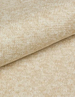 Pull manches longues beige tricot mouliné Homme