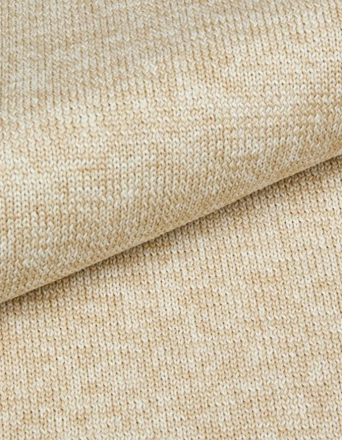 Pull manches longues beige tricot mouliné Homme