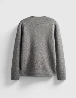 Pull manches longues gris tricot mouliné Homme