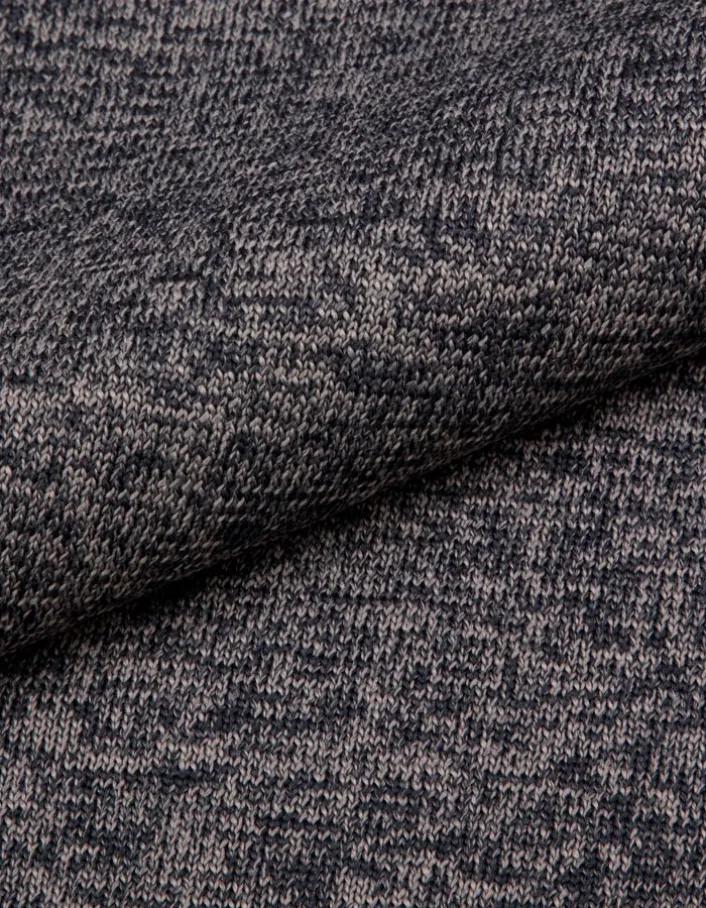 Pull manches longues gris tricot mouliné Homme