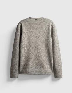 Pull manches longues kaki tricot mouliné Homme