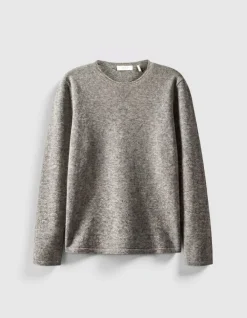 Pull manches longues kaki tricot mouliné Homme