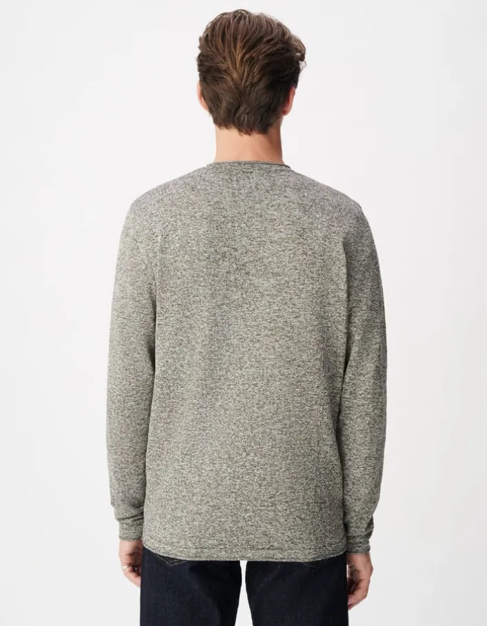 Pull manches longues kaki tricot mouliné Homme