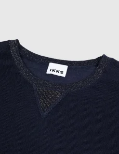 Pull manches longues marine tricot détail lurex Femme