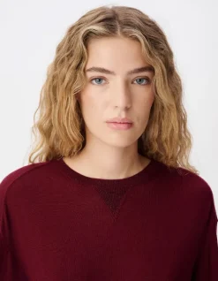 Pull manches longues prune tricot détail lurex Femme