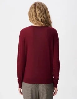 Pull manches longues prune tricot détail lurex Femme