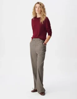 Pull manches longues prune tricot détail lurex Femme
