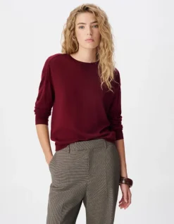 Pull manches longues prune tricot détail lurex Femme