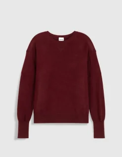 Pull manches longues prune tricot détail lurex Femme