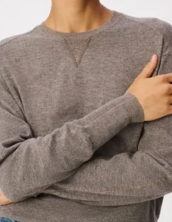 Pull manches longues taupe grisé tricot détail lurex Femme