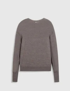 Pull manches longues taupe grisé tricot détail lurex Femme