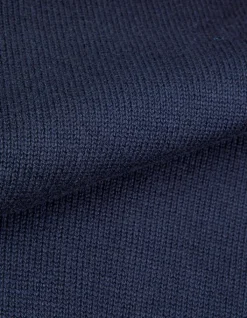 Pull marine tricot col polo boutonné Homme