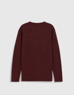 Pull prune tricot flammé Homme