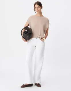 Pull sans manches beige lurex détails chainettes Femme