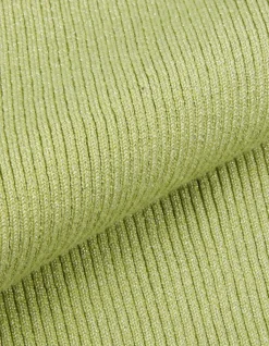 Pull sans manches vert tricot côtelé Femme