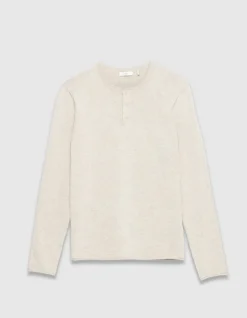 Pull tunisien beige tricot chiné Homme