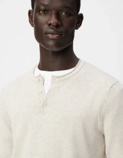 Pull tunisien beige tricot chiné Homme