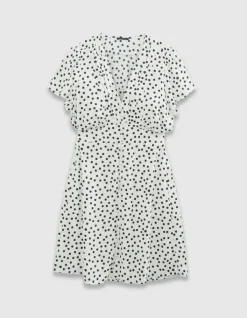 Robe blanche imprimé pois Femme