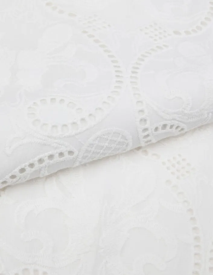Robe chemise blanche broderies Femme
