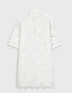 Robe chemise blanche broderies Femme