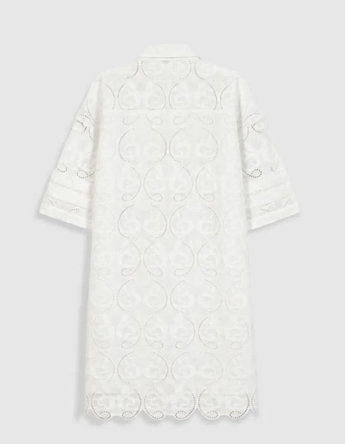 Robe chemise blanche broderies Femme