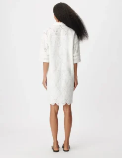 Robe chemise blanche broderies Femme