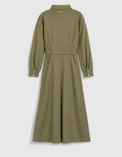 Robe chemise kaki maille avec ceinture Femme