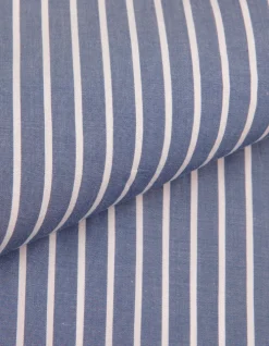 Robe chemise rayures bleue détail broderies dentelle Femme