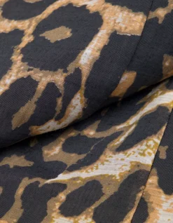 Robe courte marron motif léopard Femme