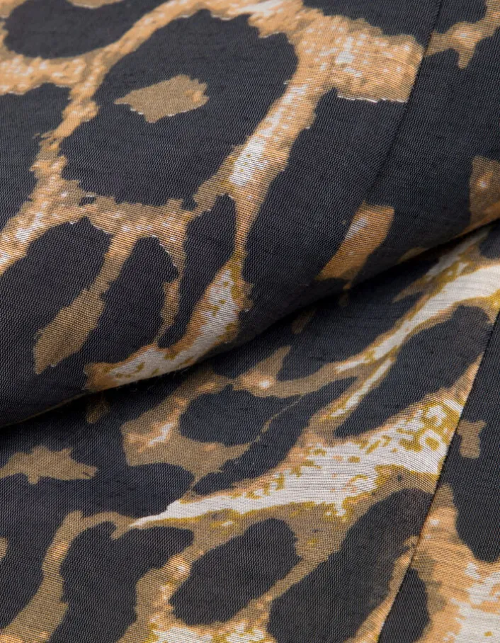 Robe courte marron motif léopard Femme