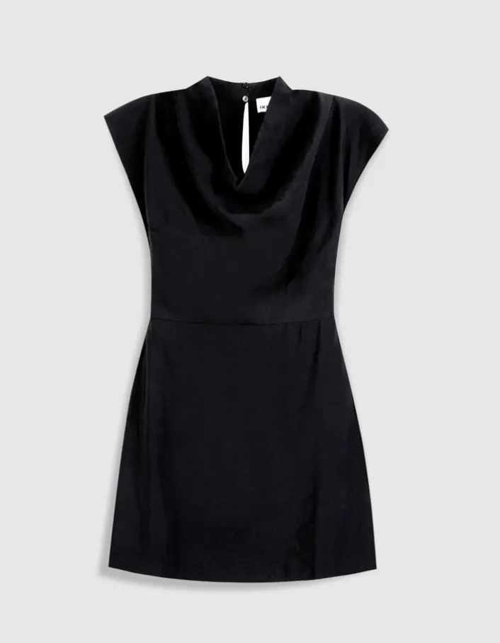 Robe courte noire col bénitier Femme