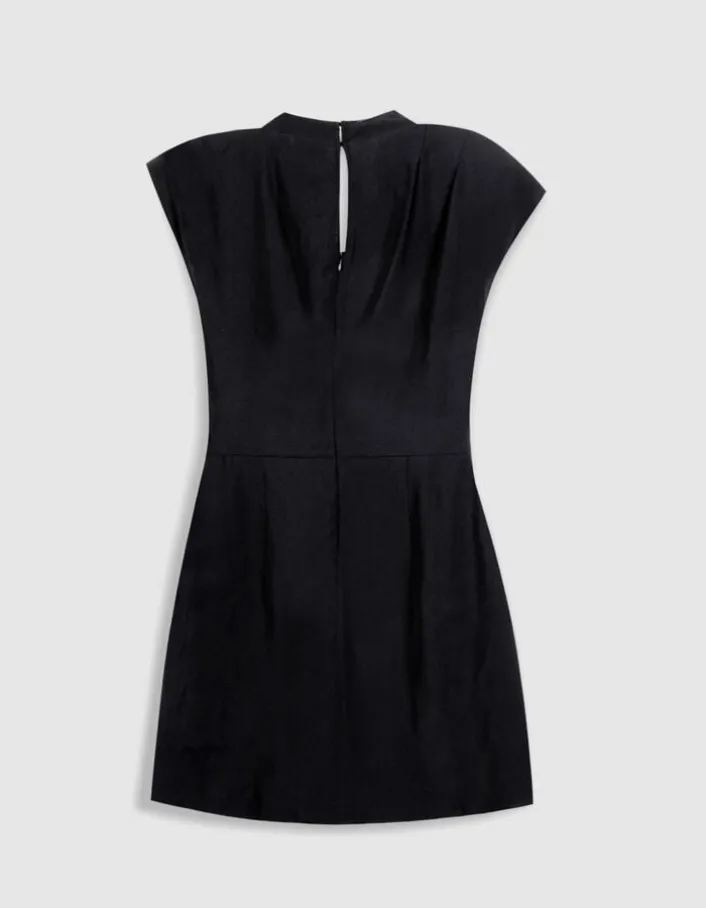 Robe courte noire col bénitier Femme