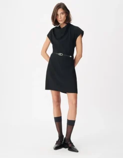 Robe courte noire col bénitier Femme