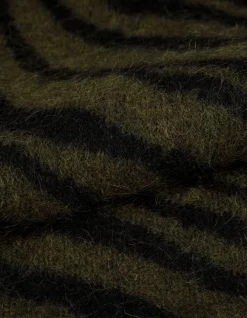 Robe kaki et noir tricot motif zèbre col boutonné Femme