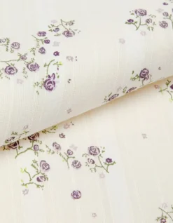 Robe longue écrue motif fleurs détails volants Femme