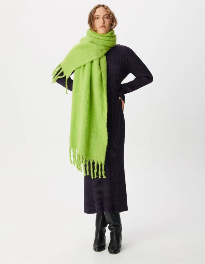 Robe tube longue violet et noir tricot mouliné Femme