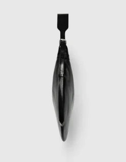 Sac demi-lune noir cuir glacé Allane Femme