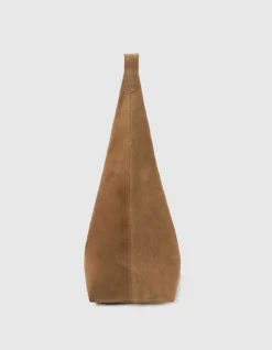 Sac Hobo camel velours souple Femme