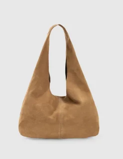 Sac Hobo camel velours souple Femme