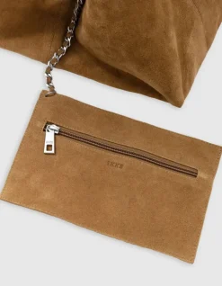 Sac Hobo camel velours souple Femme