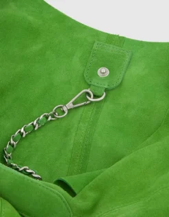 Sac Hobo vert cactus cuir velours Femme