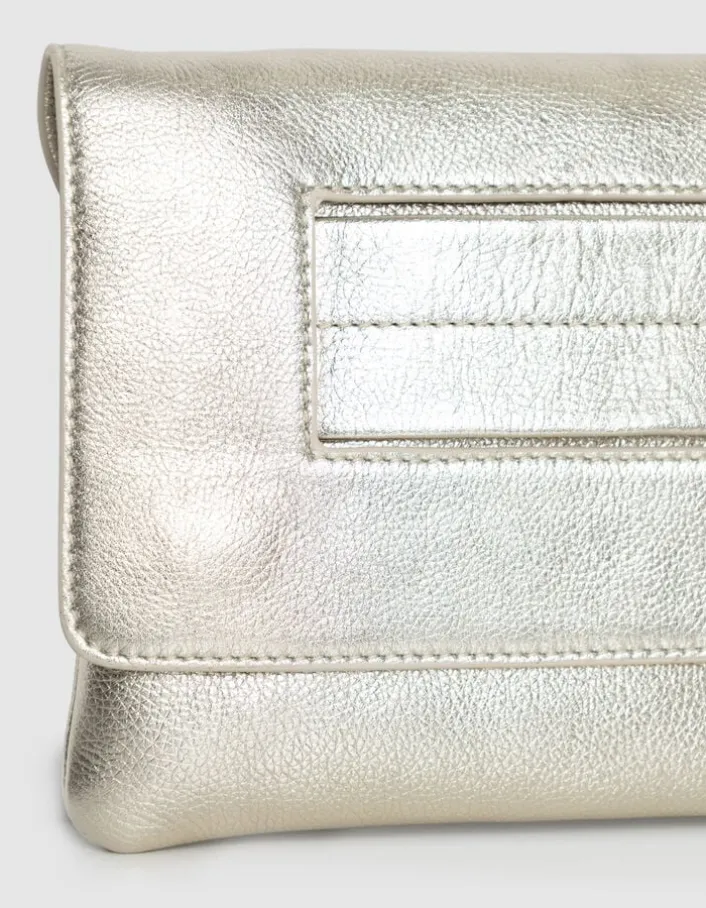 Sac pochette doré cuir métallisé Femme