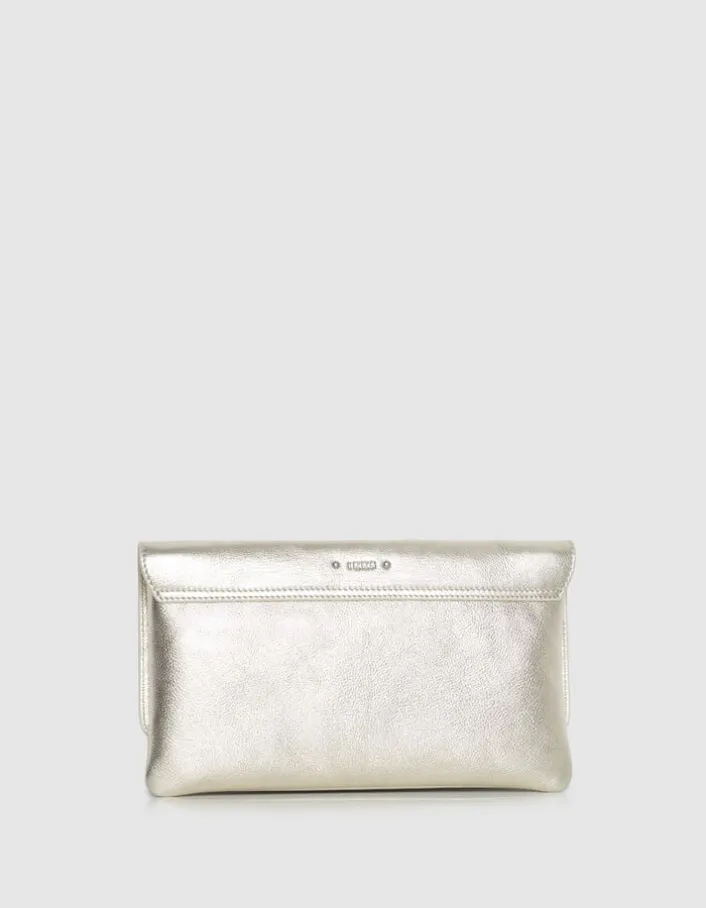 Sac pochette doré cuir métallisé Femme