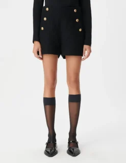 Short à pont noir effet tweed Femme