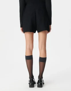 Short à pont noir effet tweed Femme